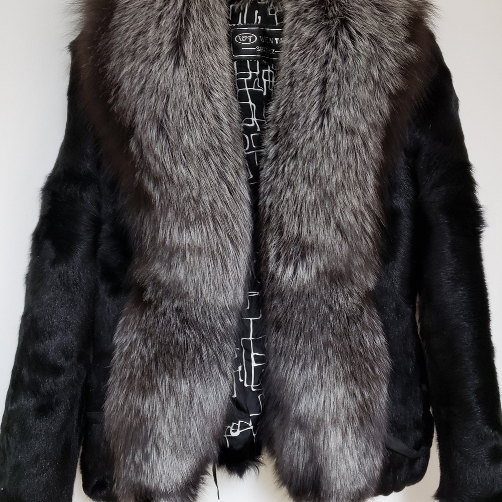 Real Silver Fox Fur / Spanish Black Goat